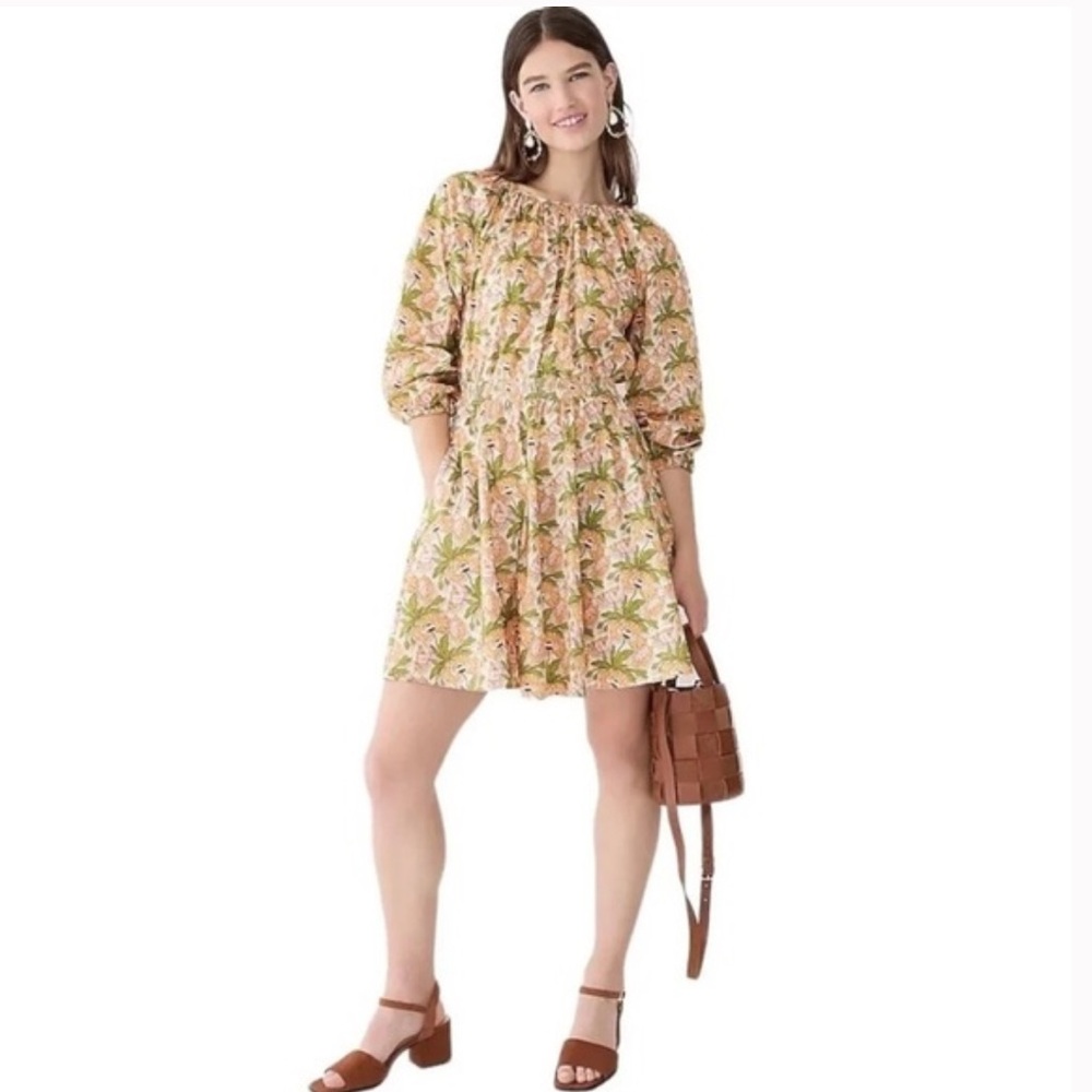 J Crew Smocked-waist mini dress in Liberty Butterfield Poppy fabric